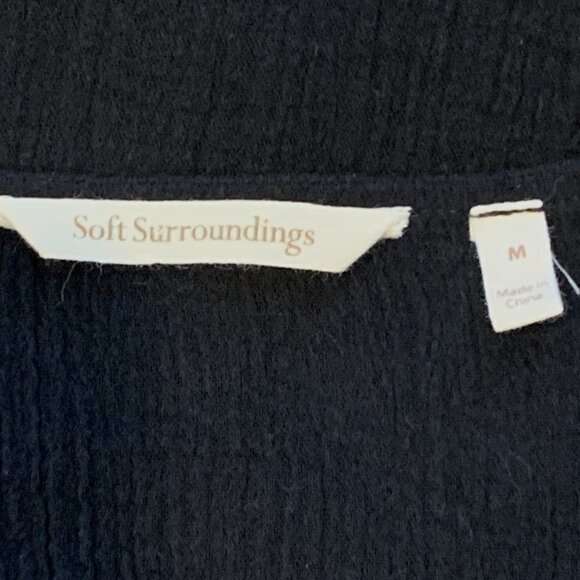 Soft Surroundings M Black Jacinda BOHO Layer Gauze Top Split Flutter Sleeve 34E - Picture 7 of 9